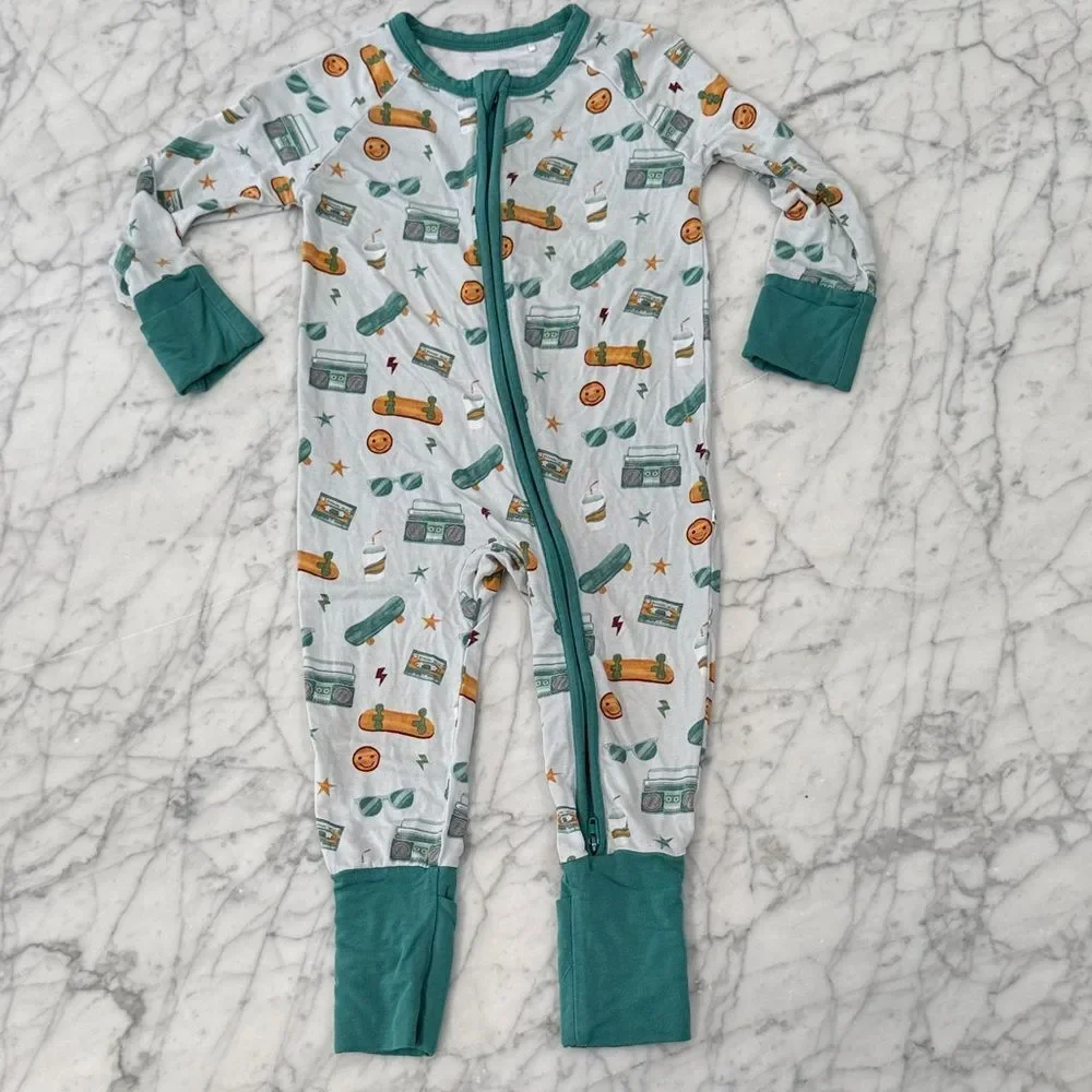 Roll with it Skateboard Bamboo Convertible Pajama Emerson and Friends S 12-18 Mo